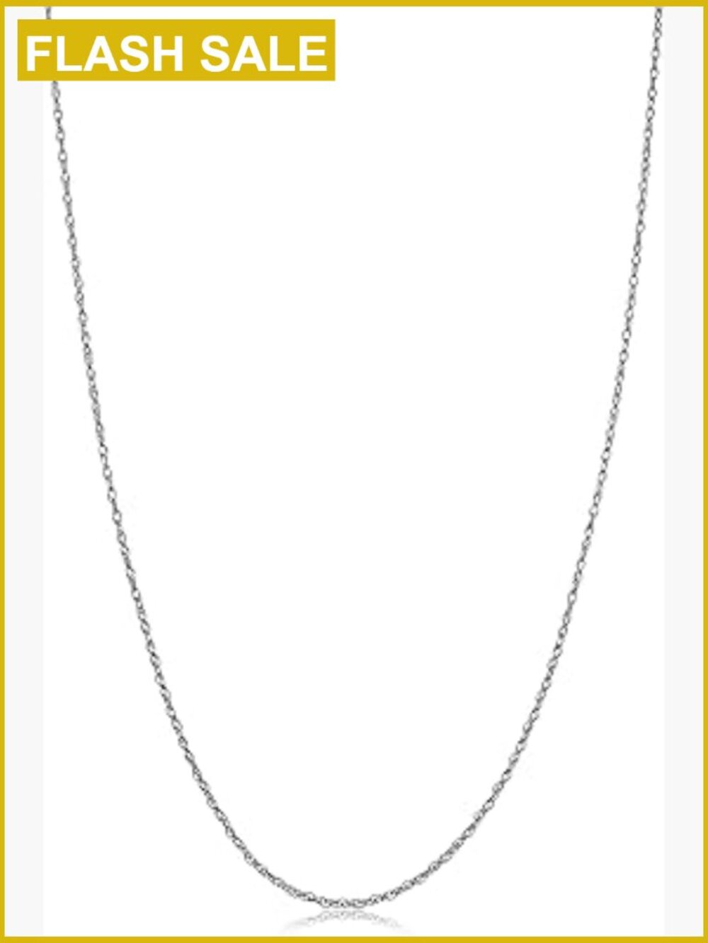 14k White Gold Rope Chain Necklace - Lightweight Delicate 20 Inch Chain